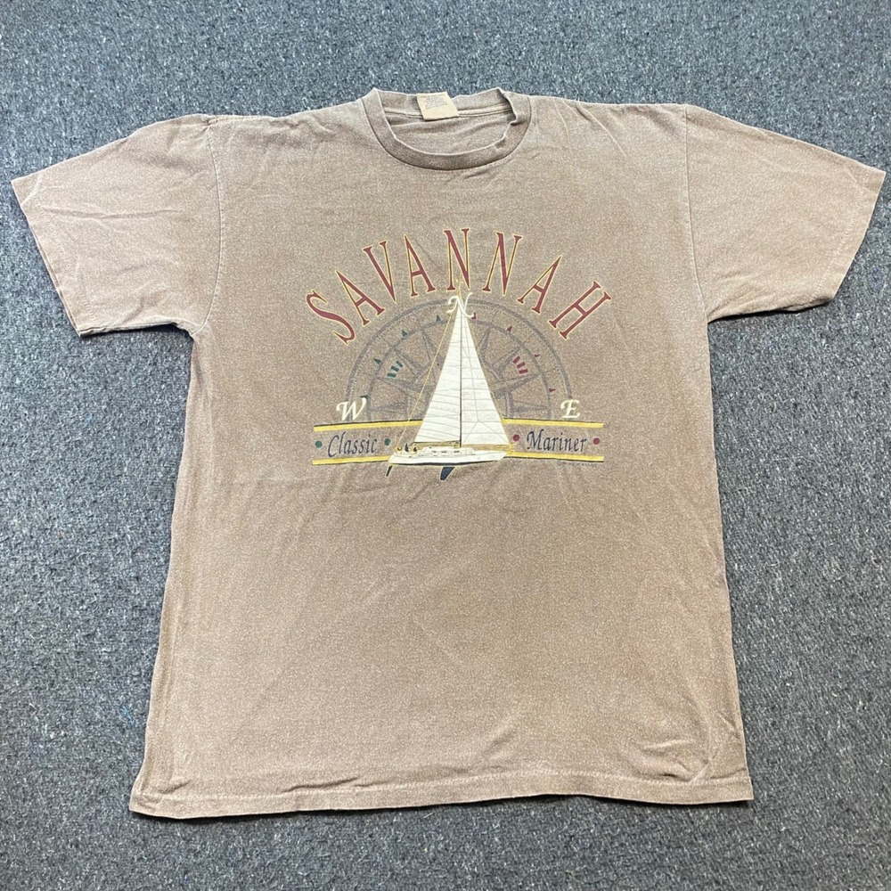 Premier Sportswear Savannah Classic Mariner Shirt Sz L Mens Tan Vintage Nautical